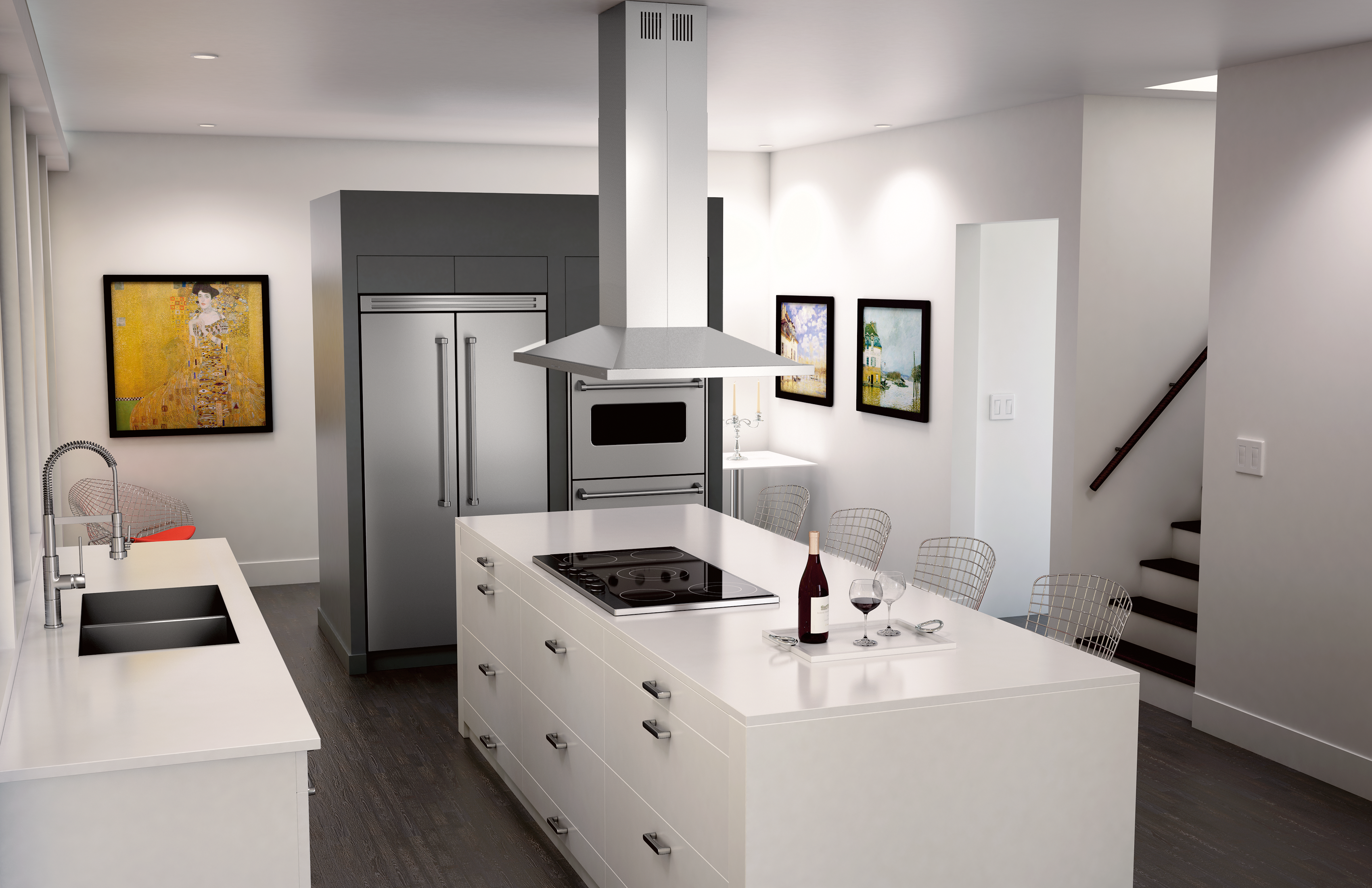 Zephyr ZAZE42BS 42 Inch Island Mount Chimney Pro Range Hood