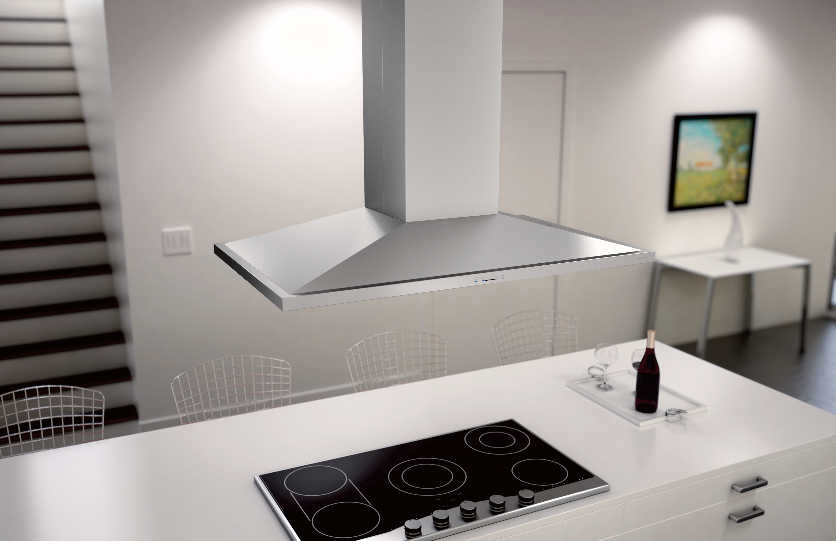 Zephyr ZAZE42BS 42 Inch Island Mount Chimney Pro Range Hood