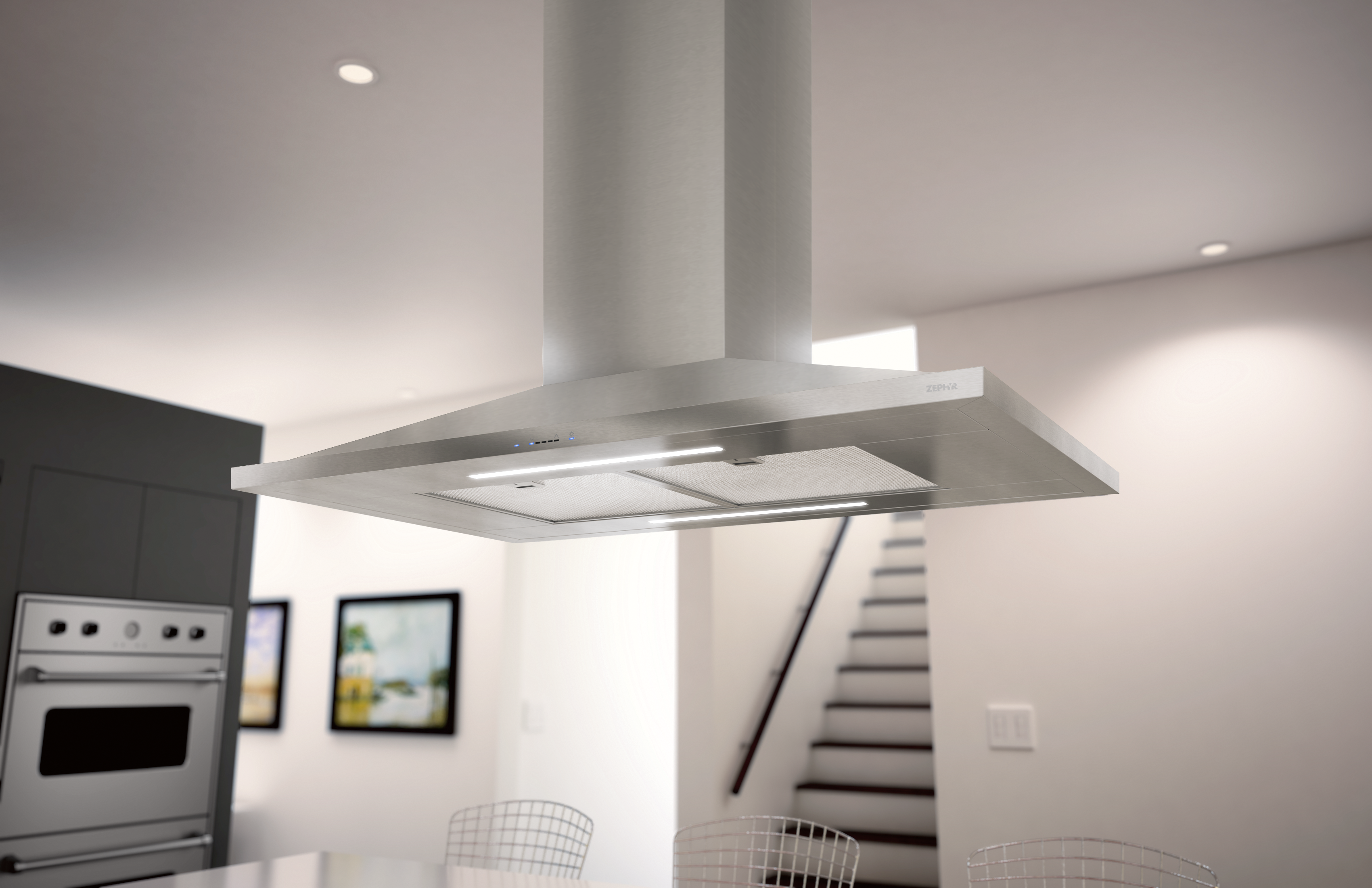 Zephyr ZAZE42BS 42 Inch Island Mount Chimney Pro Range Hood