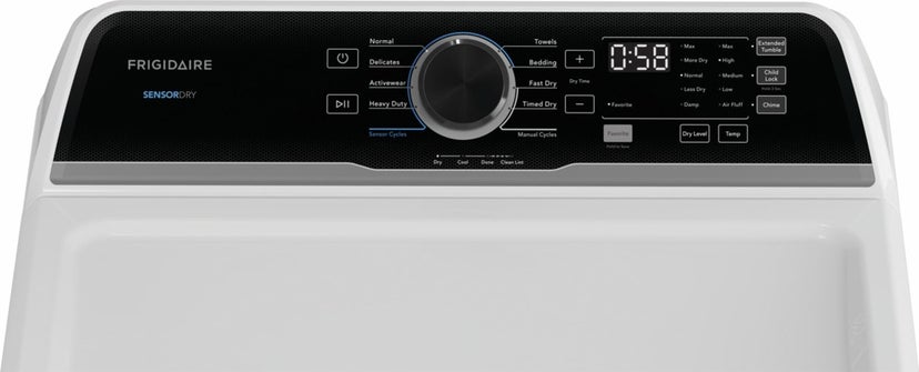 Frigidaire FLVE7523BW 27 Inch Electric Dryer With 7.0 Cu Ft Capacity, St...