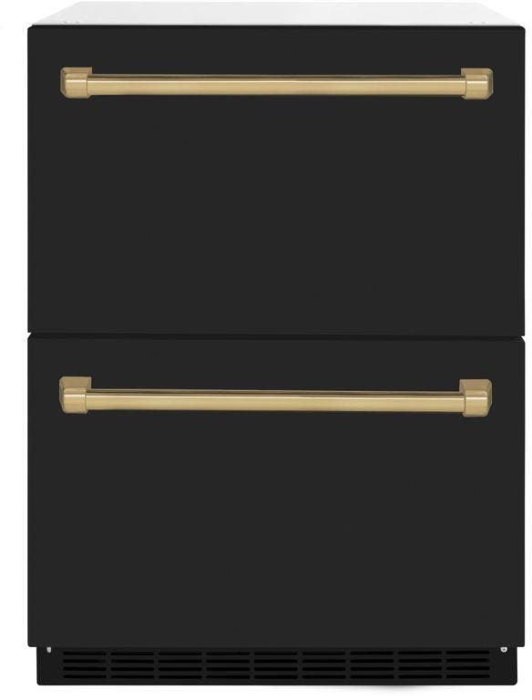 Zline RDSOZBLM24CB Black Matte Doors And Champagne Bronze Handles