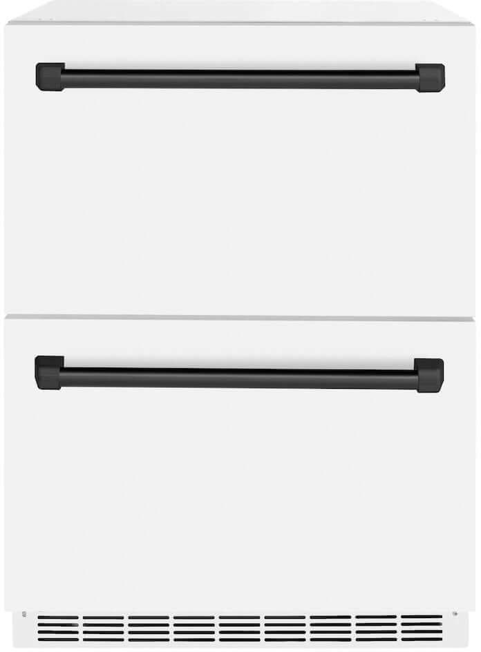 Zline RDSOZWM24MB White Matte Doors And Matte Black Handles