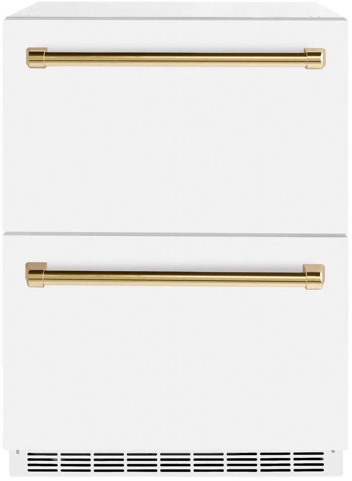 Zline RDSOZWM24G White Matte Doors And Polished Gold Handles