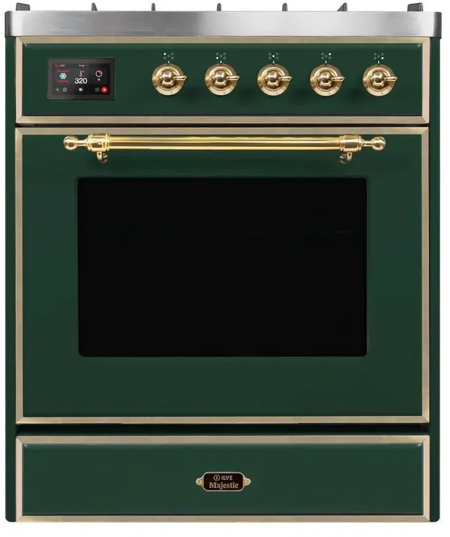 Ilve UM30DNE3EGGLP 30" Dual Fuel Freestanding Range w/ 5 Sealed Burne...