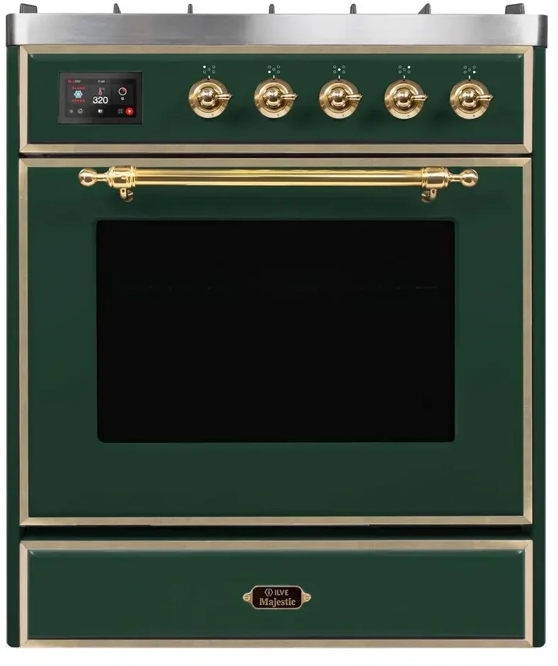 Ilve UM30DNE3EGGLP 30" Dual Fuel Freestanding Range w/ 5 Sealed Burne...