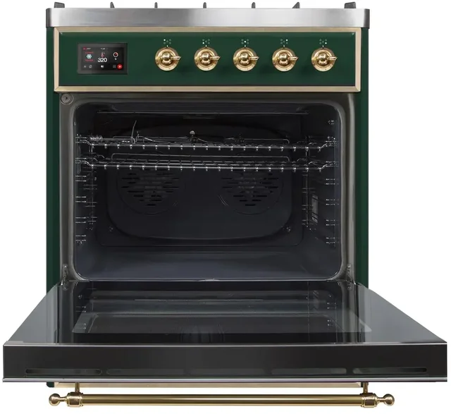 Ilve UM30DNE3EGGLP 30" Dual Fuel Freestanding Range w/ 5 Sealed Burne...