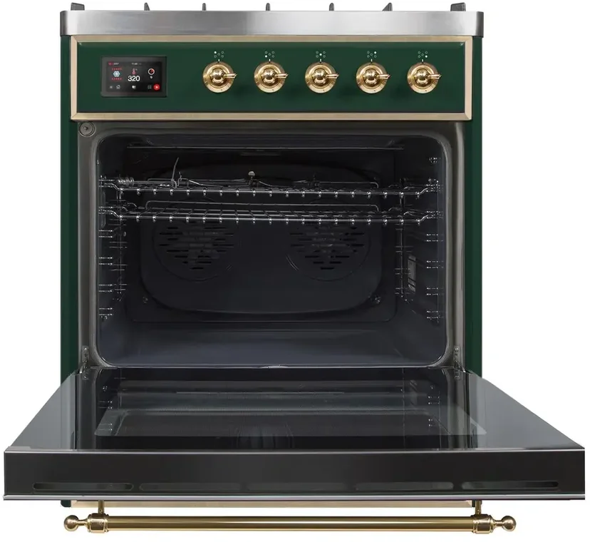 Ilve UM30DNE3EGGLP 30" Dual Fuel Freestanding Range w/ 5 Sealed Burne...