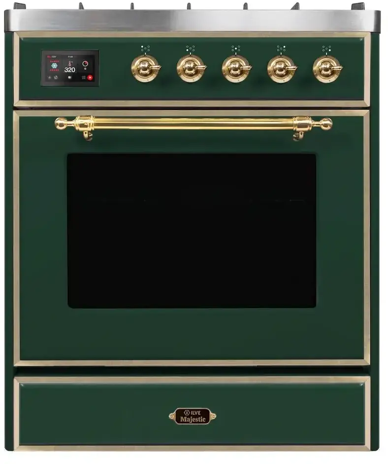 Ilve UM30DNE3EGG Natural Gas In Emerald Green W/ Brass Trim