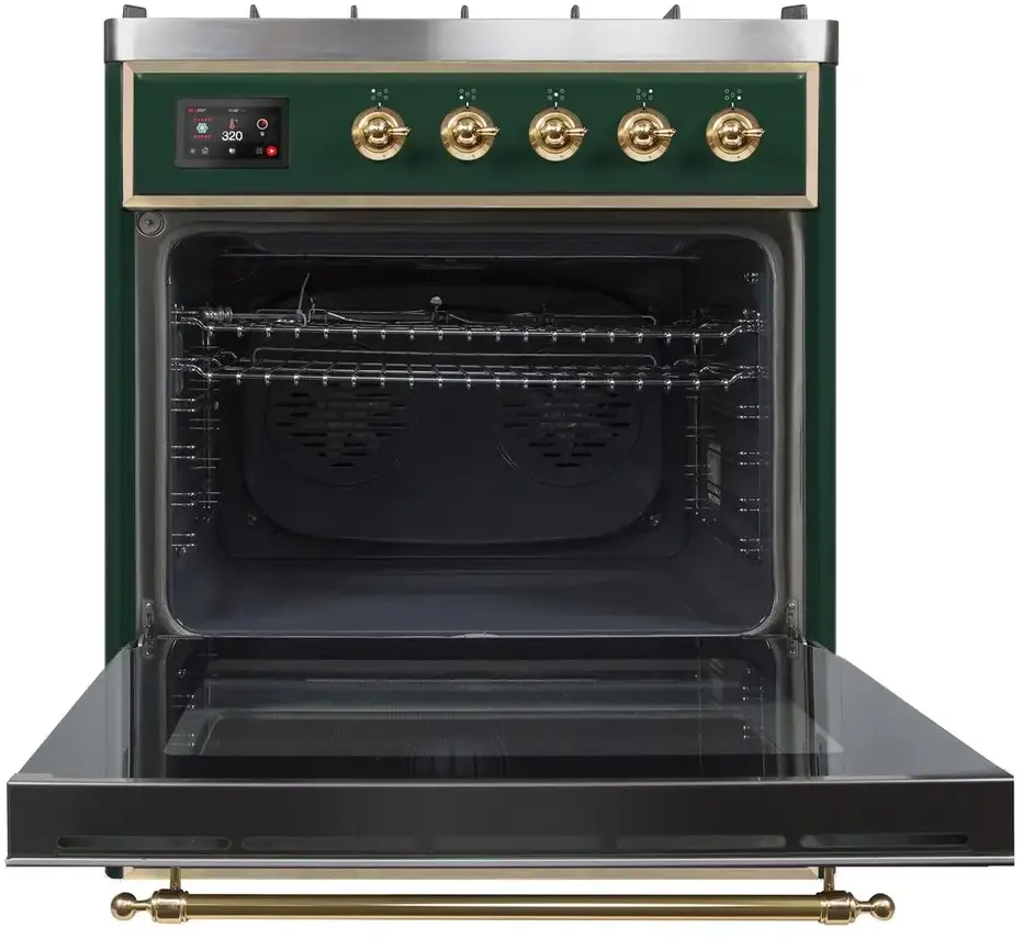 Ilve UM30DNE3EGG Natural Gas In Emerald Green W/ Brass Trim