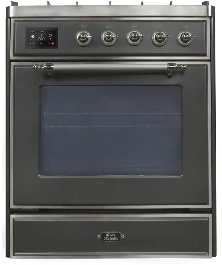 Ilve UM30DNE3MGC Natural Gas In Matte Graphite W/ Chrome Trim