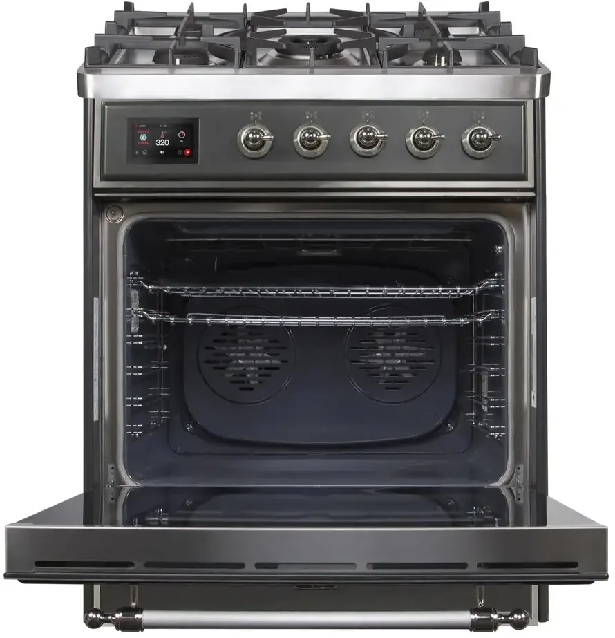 Ilve UM30DNE3MGC Natural Gas In Matte Graphite W/ Chrome Trim