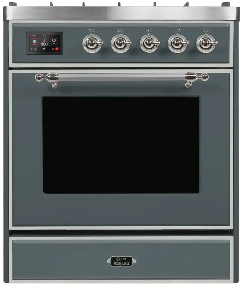 Ilve UM30DNE3BGC Natural Gas In Blue Grey W/ Chrome Trim
