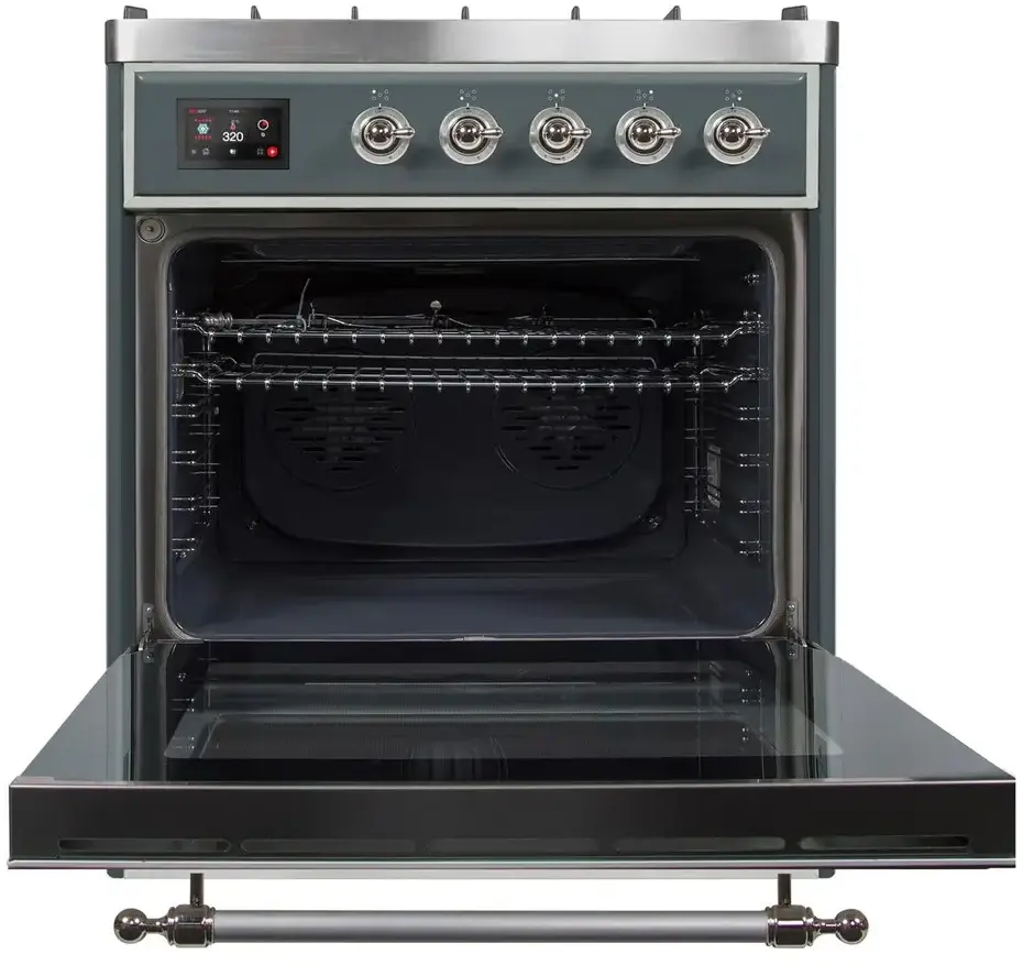 Ilve UM30DNE3BGC Natural Gas In Blue Grey W/ Chrome Trim