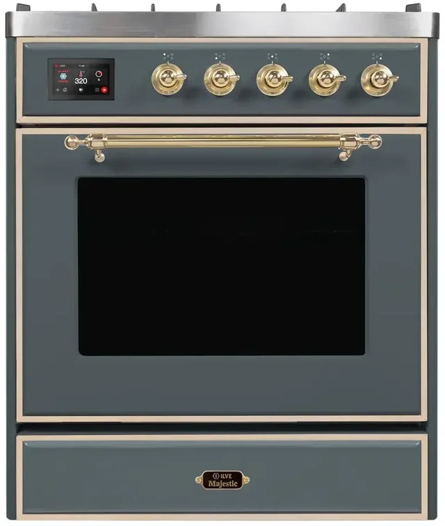 Ilve UM30DNE3BGG 30" Dual Fuel Freestanding Range w/ 5 Sealed Burne...