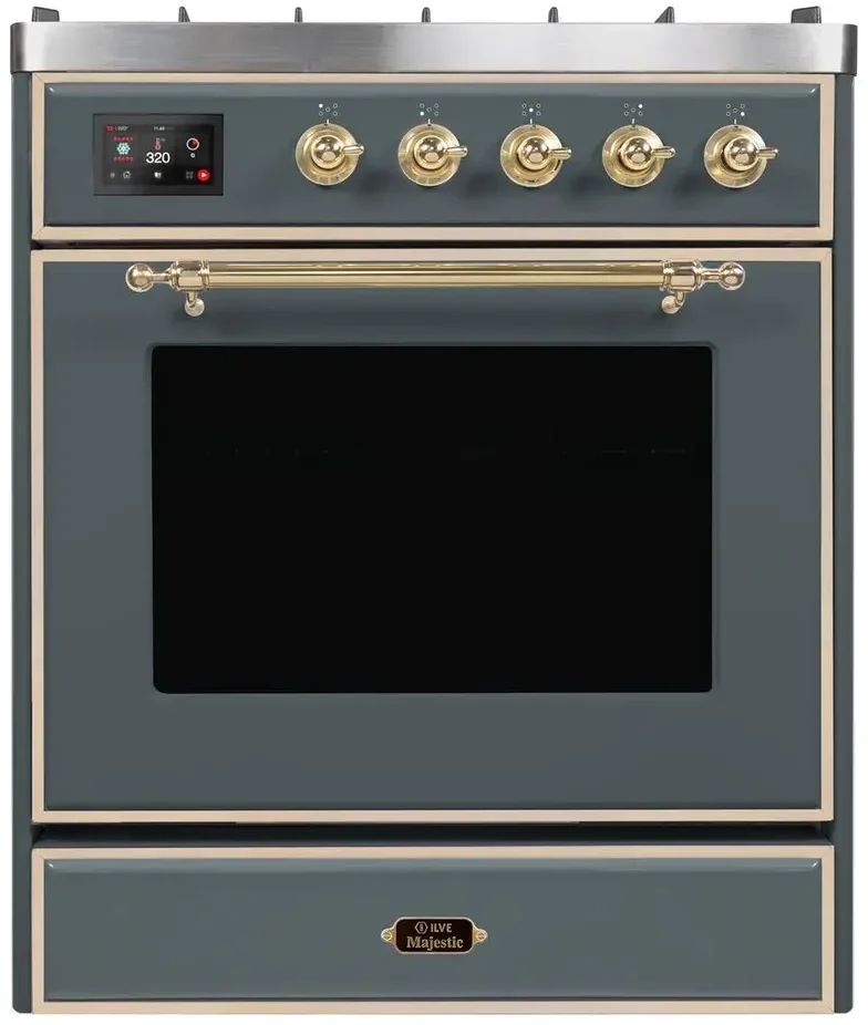 Ilve UM30DNE3BGG 30" Dual Fuel Freestanding Range w/ 5 Sealed Burne...