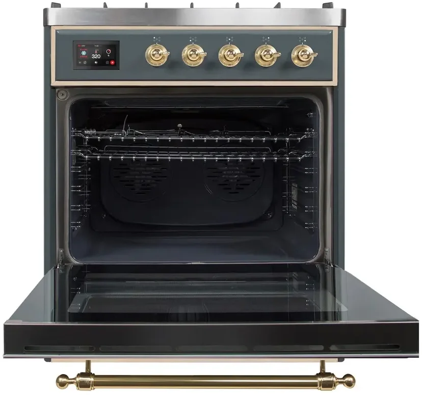 Ilve UM30DNE3BGG 30" Dual Fuel Freestanding Range w/ 5 Sealed Burne...