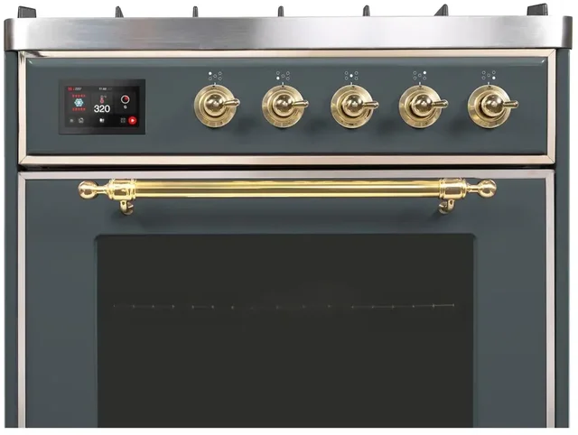 Ilve UM30DNE3BGG 30" Dual Fuel Freestanding Range w/ 5 Sealed Burne...