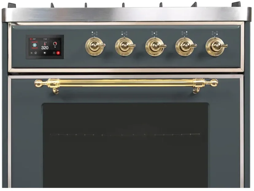 Ilve UM30DNE3BGG 30" Dual Fuel Freestanding Range w/ 5 Sealed Burne...