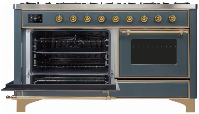 Ilve UM15FDNS3BGGLP 60" Dual Fuel Range with Double Ovens, 5.02 cu ft ...