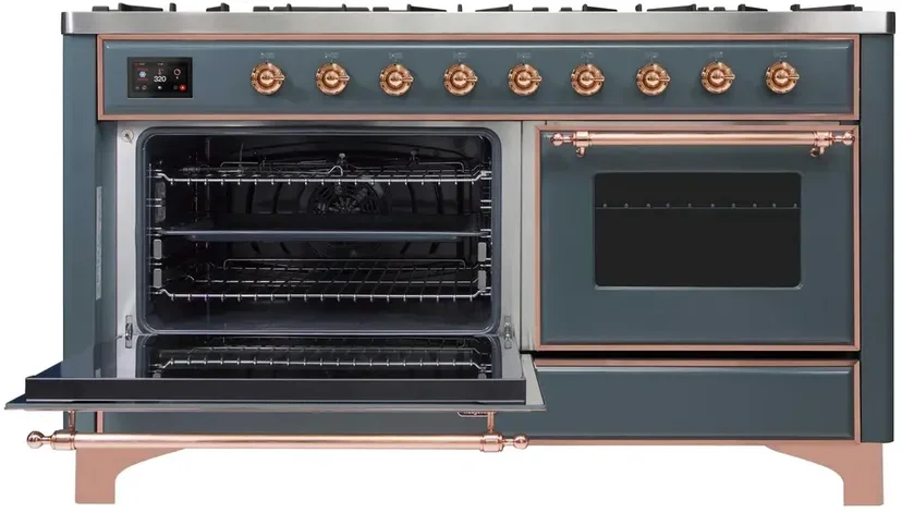 Ilve UM15FDNS3BGP 60" Dual Fuel Range with Double Ovens, 5.02 cu ft ...