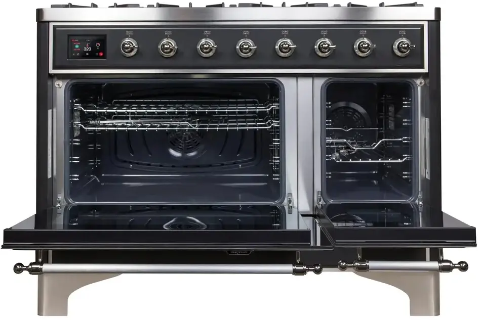 Ilve UM12FDNS3BKC Natural Gas In Glossy Black W/ Chrome Trim