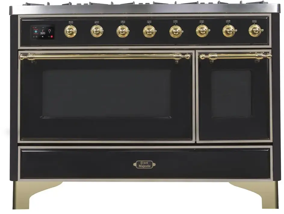 Ilve UM12FDNS3BKG Natural Gas In Glossy Black W/ Brass Trim
