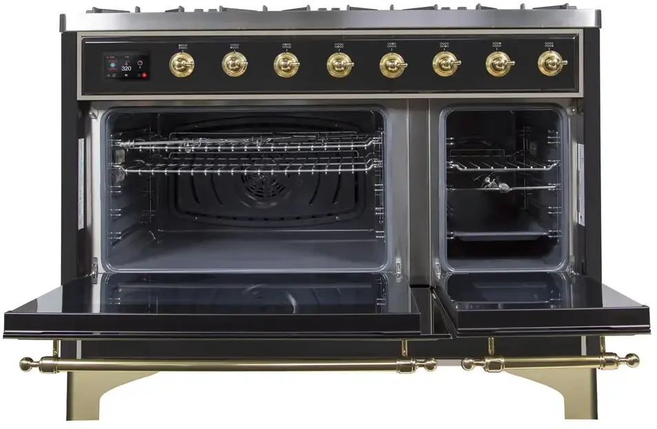 Ilve UM12FDNS3BKG Natural Gas In Glossy Black W/ Brass Trim