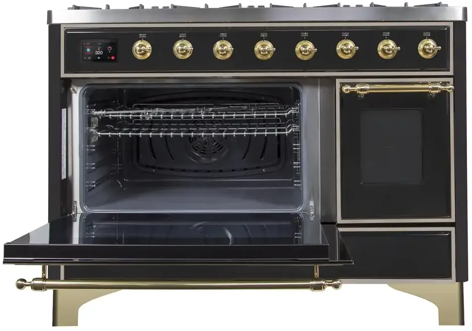 Ilve UM12FDNS3BKG Natural Gas In Glossy Black W/ Brass Trim