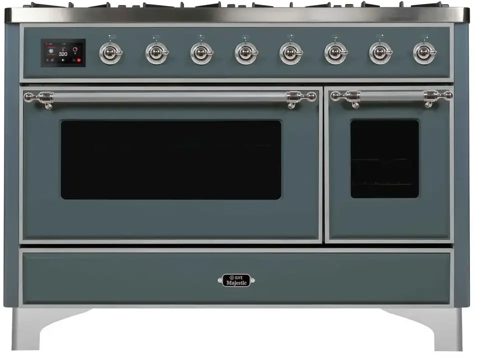 Ilve UM12FDNS3BGC Natural Gas In Blue Grey W/ Chrome Trim