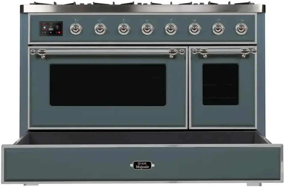 Ilve UM12FDNS3BGC Natural Gas In Blue Grey W/ Chrome Trim