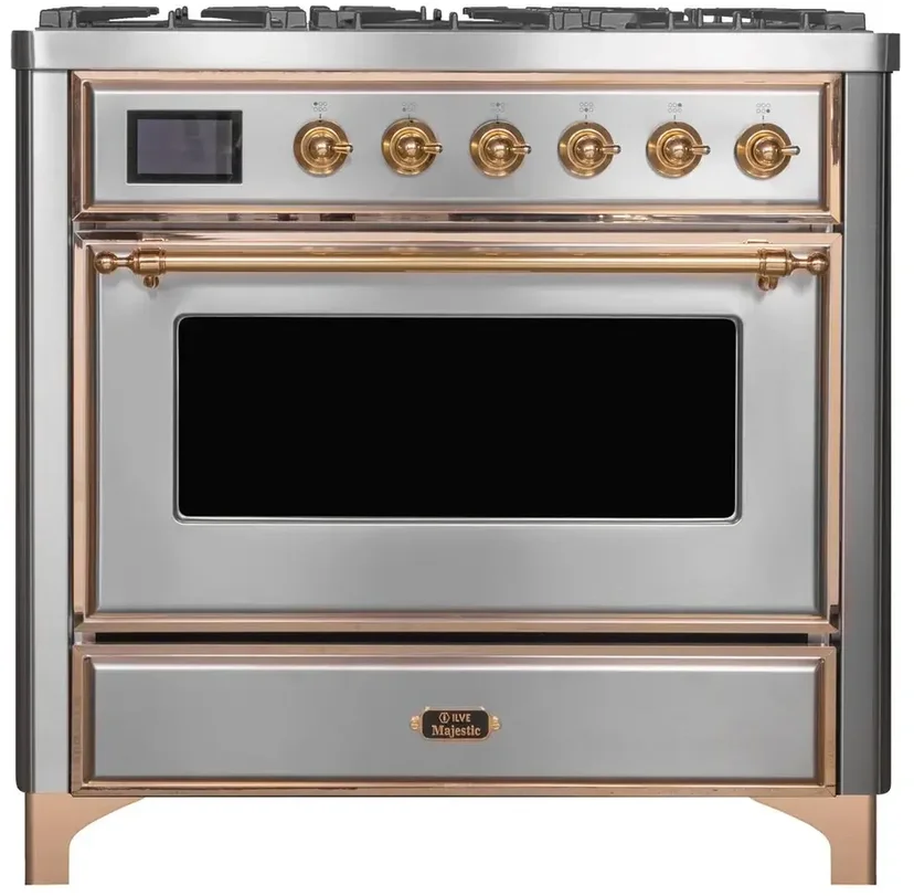 Ilve UM09FDNS3SSPLP 36" Dual Fuel Freestanding Range w/ 6 Sealed Burne...
