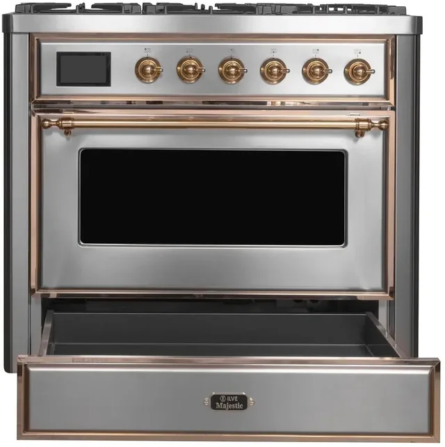 Ilve UM09FDNS3SSPLP 36" Dual Fuel Freestanding Range w/ 6 Sealed Burne...
