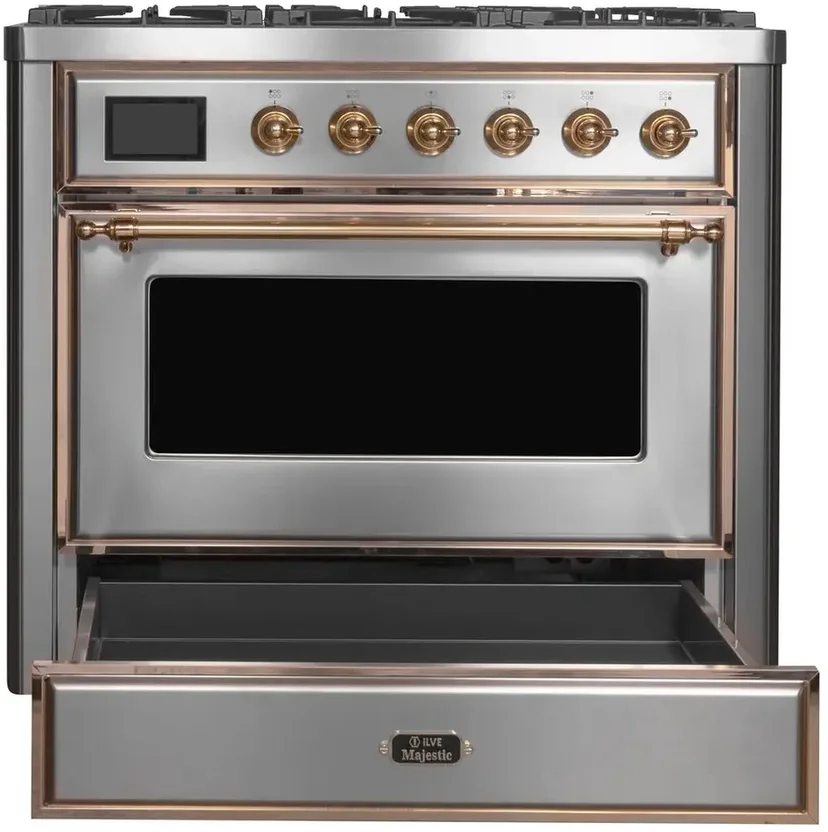 Ilve UM09FDNS3SSPLP 36" Dual Fuel Freestanding Range w/ 6 Sealed Burne...