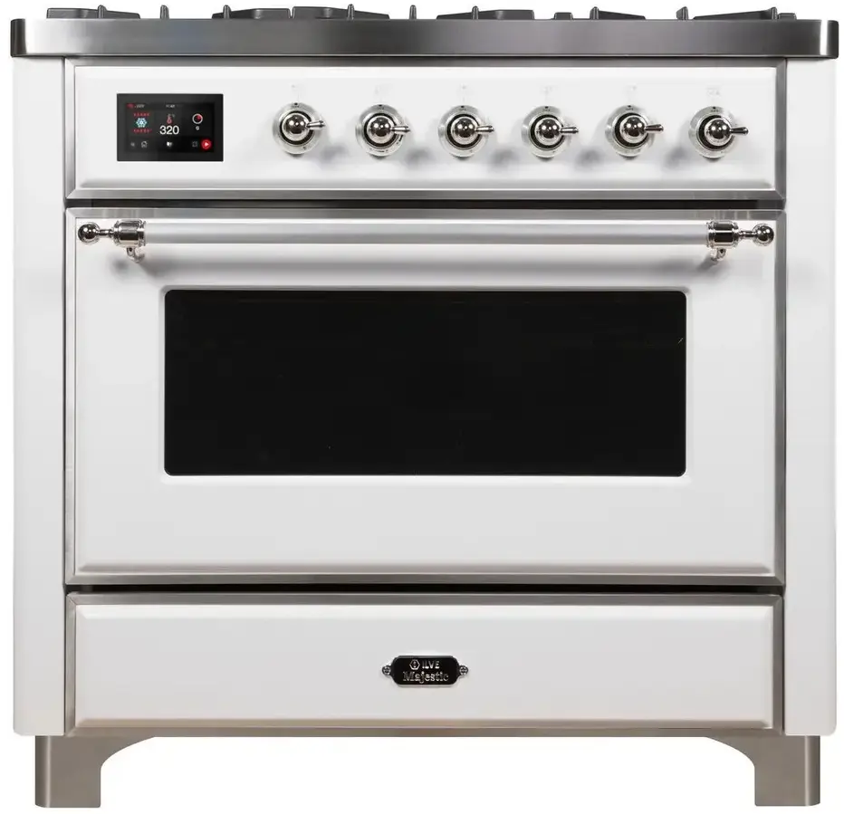 Ilve UM09FDNS3WHC Natural Gas In White W/ Chrome Trim