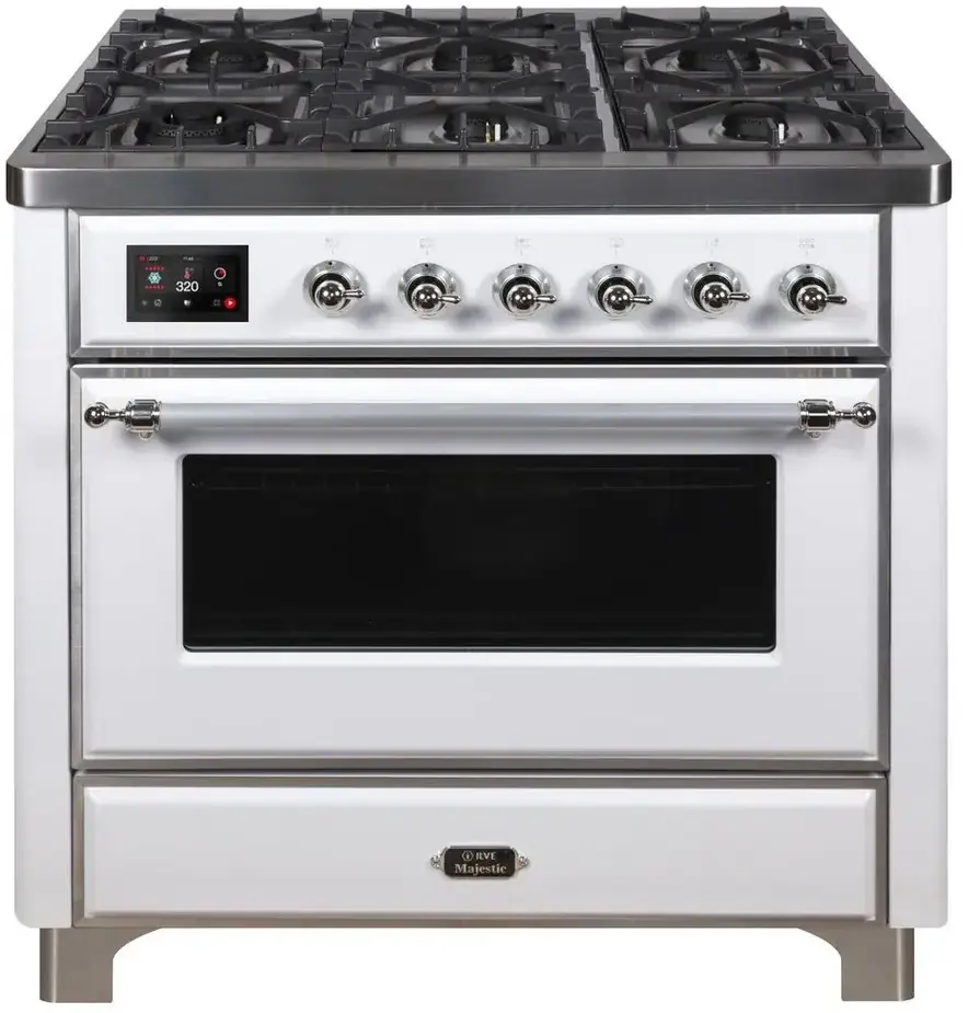 Ilve UM09FDNS3WHC Natural Gas In White W/ Chrome Trim
