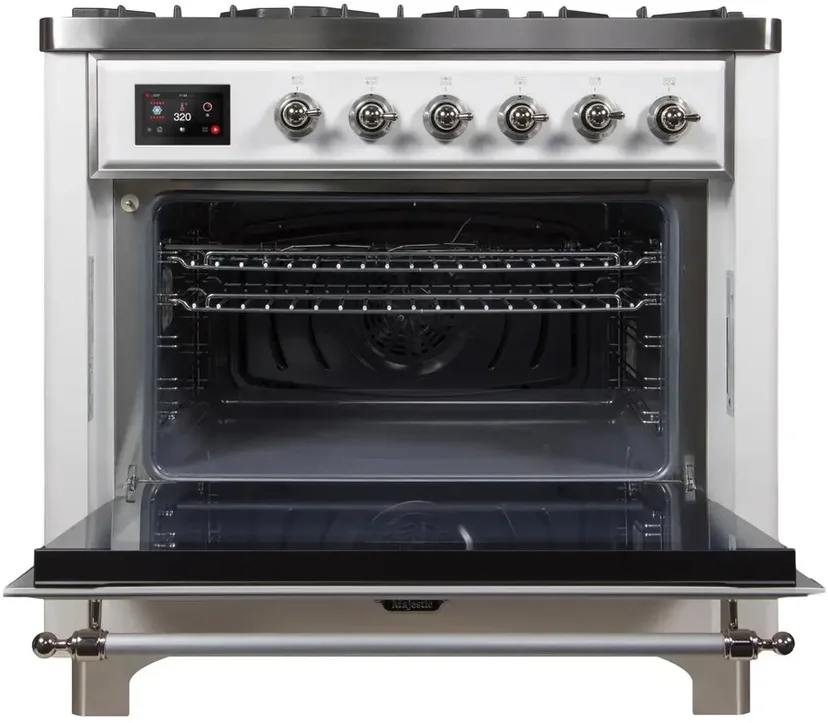 Ilve UM09FDNS3WHC 36" Dual Fuel Freestanding Range w/ 6 Sealed Burne...