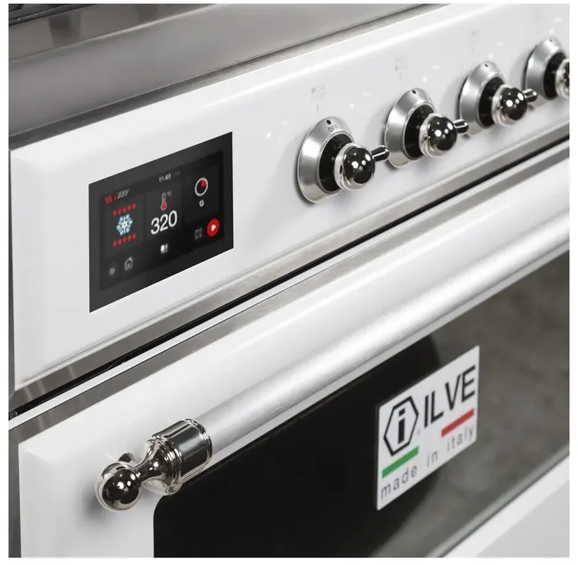 Ilve UM09FDNS3WHC 36" Dual Fuel Freestanding Range w/ 6 Sealed Burne...