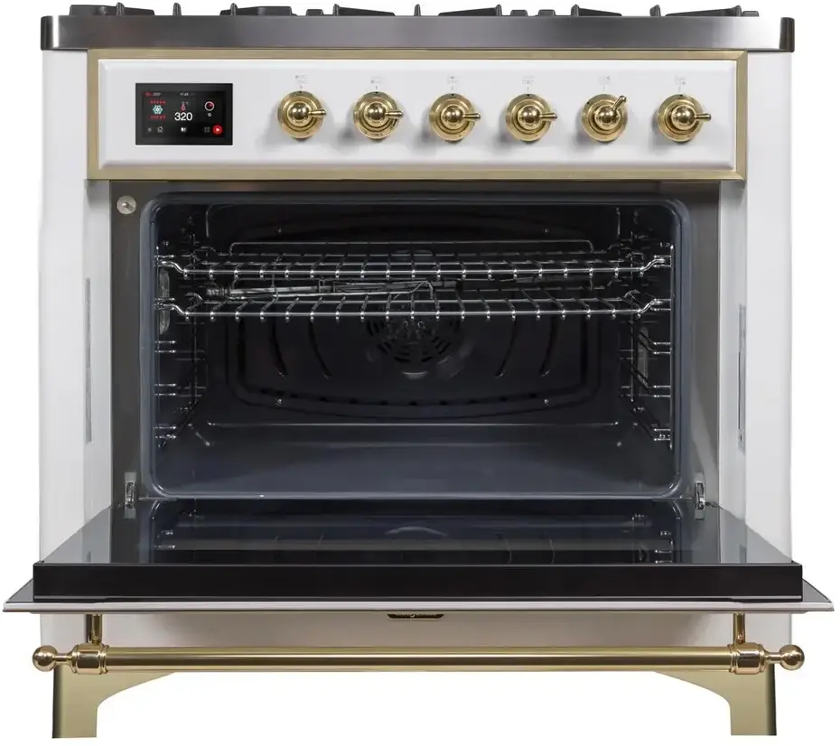 Ilve UM09FDNS3WHGLP Liquid Propane In White W/ Brass Trim