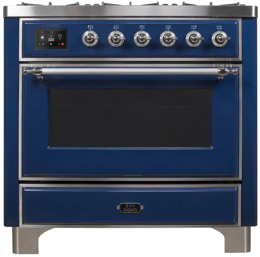 Ilve UM09FDNS3MBCLP 36" Dual Fuel Freestanding Range w/ 6 Sealed Burne...