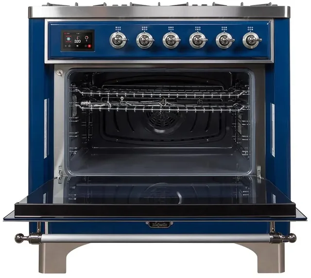 Ilve UM09FDNS3MBCLP 36" Dual Fuel Freestanding Range w/ 6 Sealed Burne...