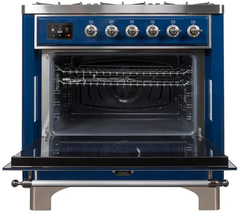 Ilve UM09FDNS3MBCLP 36" Dual Fuel Freestanding Range w/ 6 Sealed Burne...