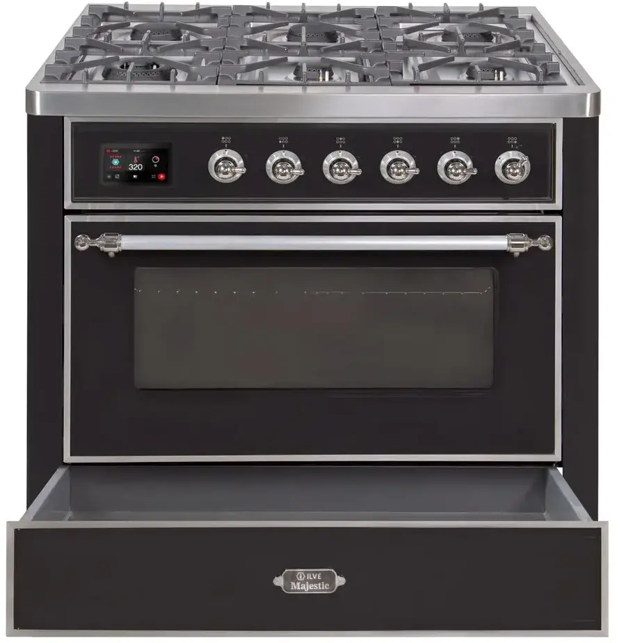Ilve UM09FDNS3MGCLP Liquid Propane In Matte Graphite W/ Chrome Trim
