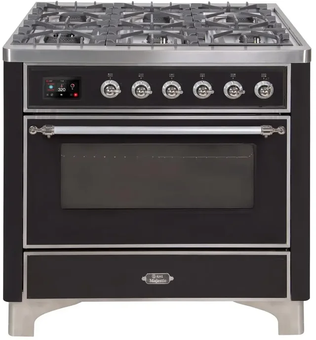 Ilve UM09FDNS3MGC 36" Dual Fuel Freestanding Range w/ 6 Sealed Burne...