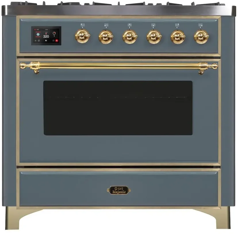Ilve UM09FDNS3BGG 36" Dual Fuel Freestanding Range w/ 6 Sealed Burne...