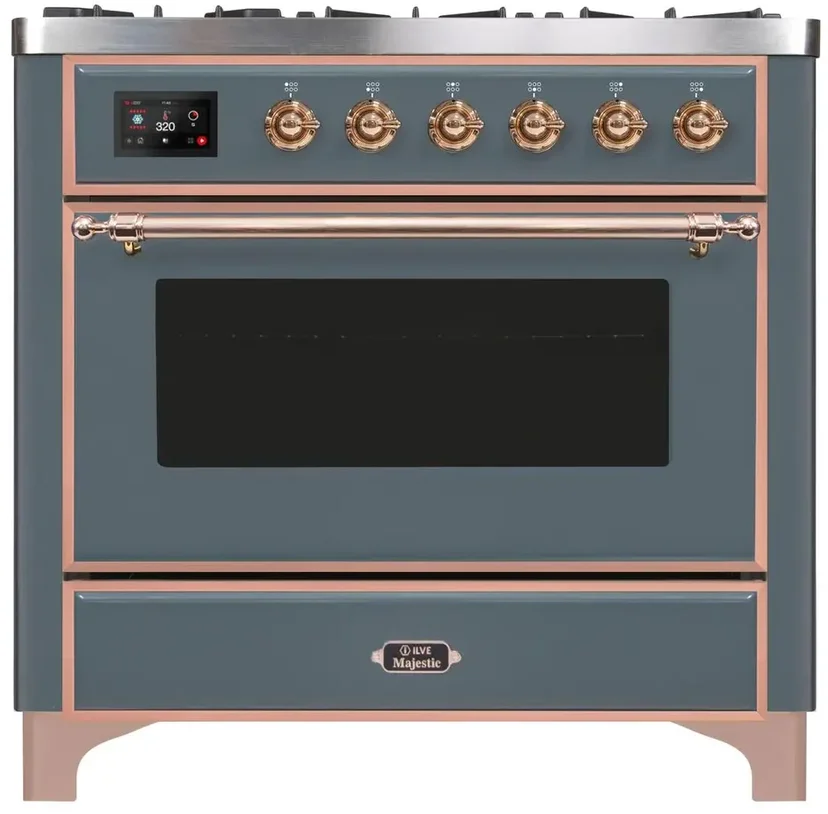 Ilve UM09FDNS3BGPLP 36" Dual Fuel Freestanding Range w/ 6 Sealed Burne...