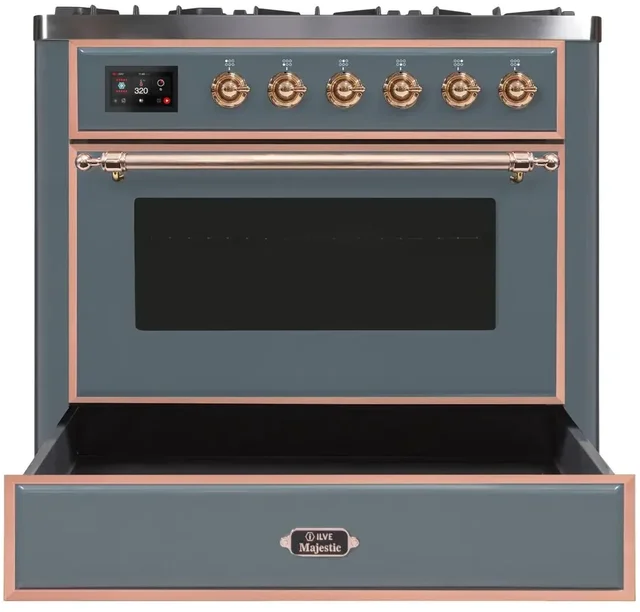 Ilve UM09FDNS3BGPLP 36" Dual Fuel Freestanding Range w/ 6 Sealed Burne...