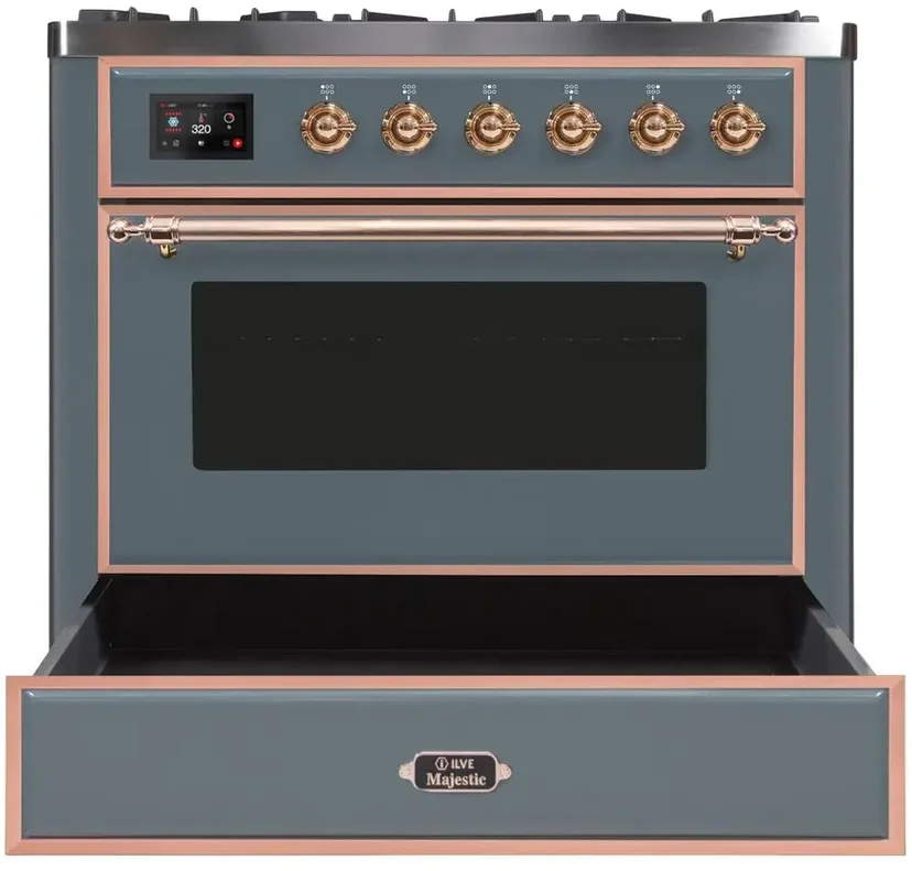 Ilve UM09FDNS3BGPLP 36" Dual Fuel Freestanding Range w/ 6 Sealed Burne...