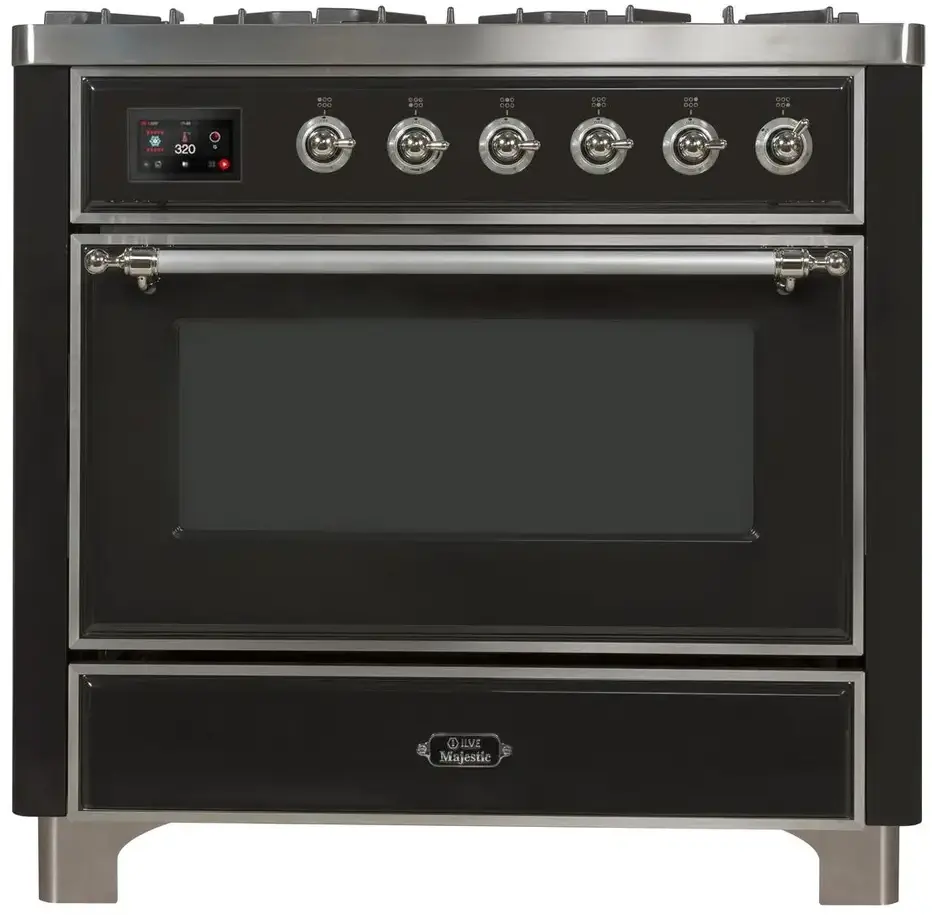 Ilve UM09FDNS3BKCLP Liquid Propane In Glossy Black W/ Chrome Trim