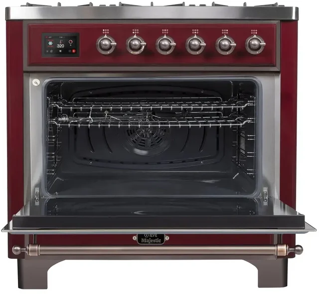 Ilve UM09FDNS3BUBLP 36" Dual Fuel Freestanding Range w/ 6 Sealed Burne...