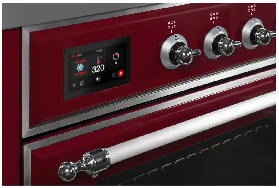 Ilve UM09FDNS3BUC Natural Gas In Burgundy W/ Chrome Trim